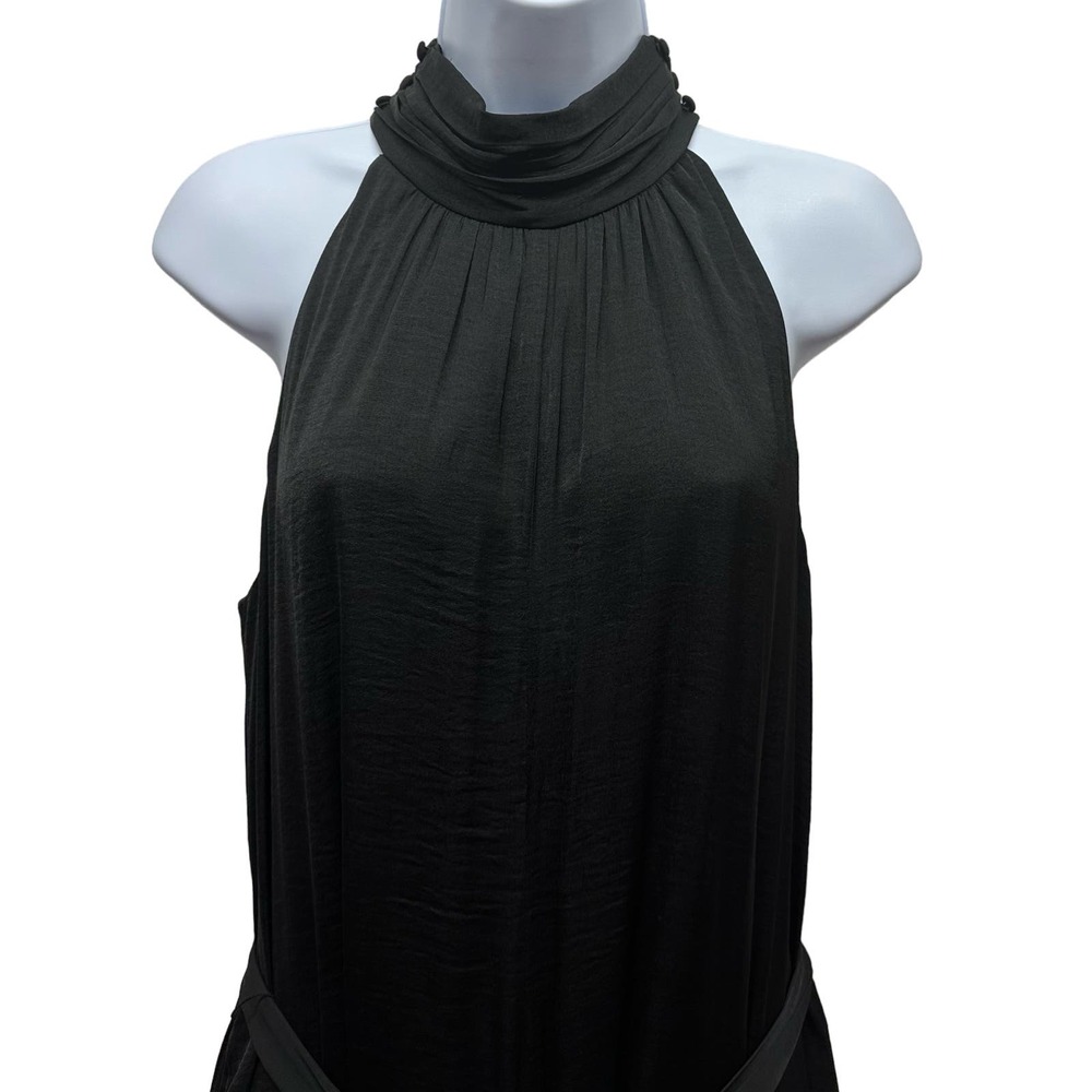 New! BOMBOM Women’s Sz M High Neck Collar Black Sleeveless Romper w/Pockets V571